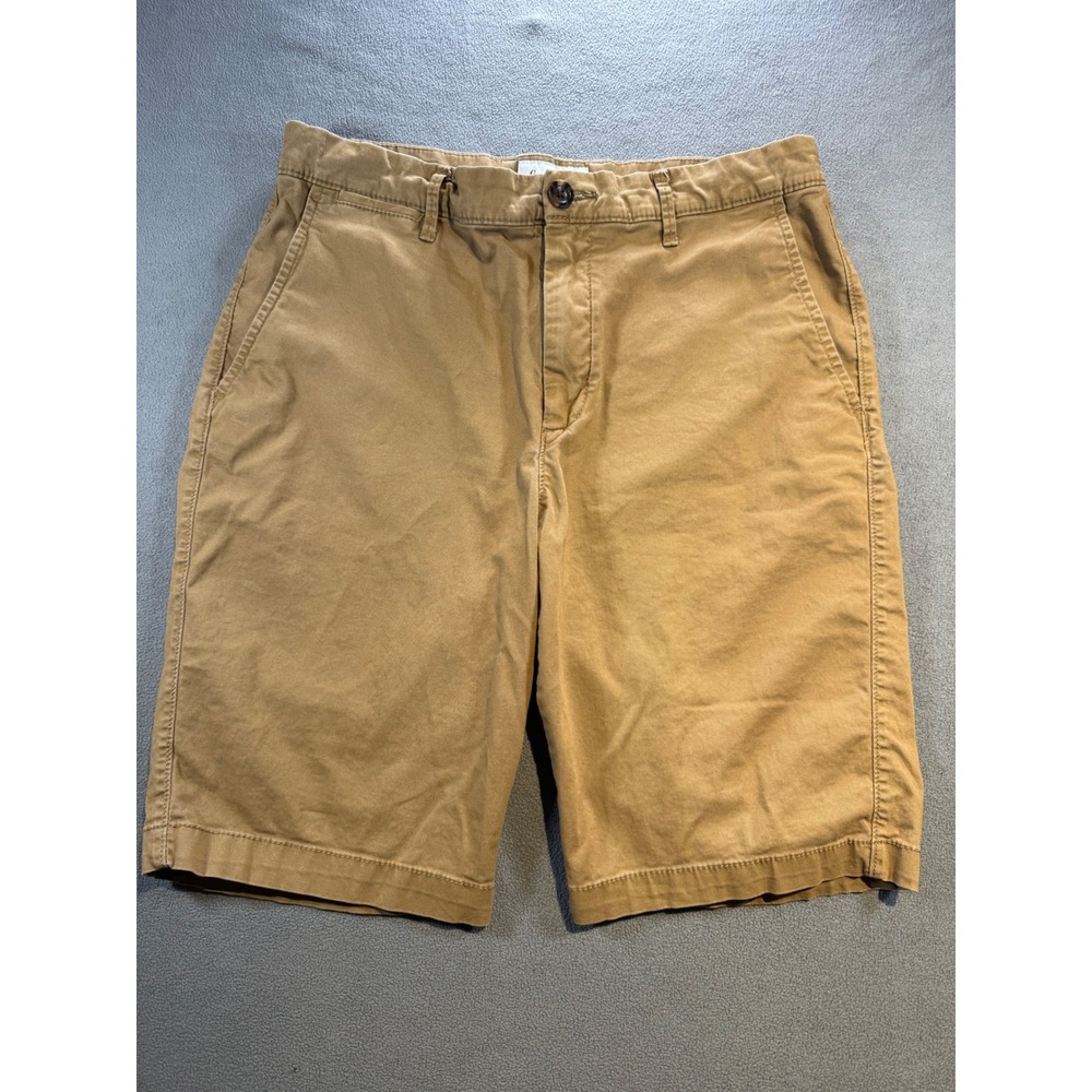 Goodfellow & Co Mens Linden Short 30 Tan Khaki Chino 10.5 Inseam Flat Front